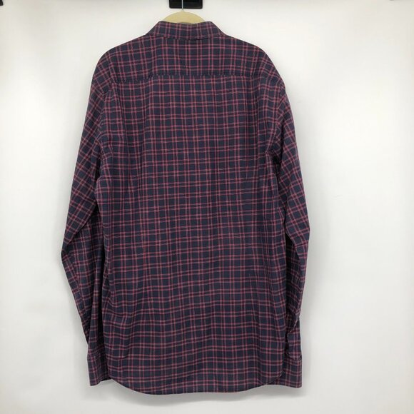 Gucci Men's Burgundy Plaid Checkered Long Sleeve Button Up Cotton Shirt size 17 - Picture 10 of 14